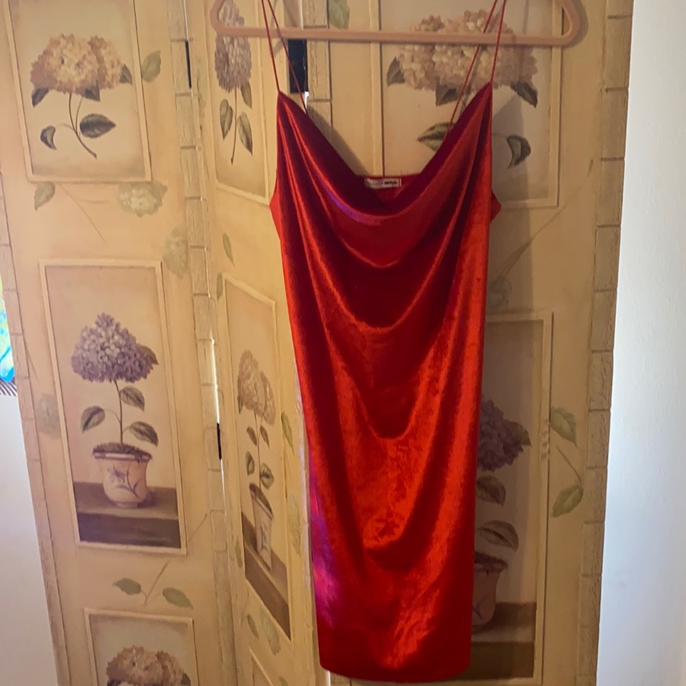 Velvet red slink dress from fashion nova
